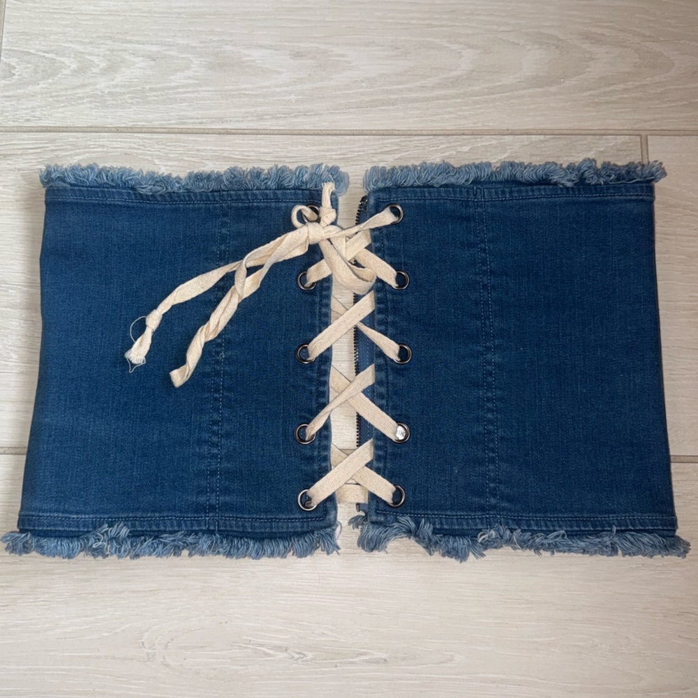Day&Night: Blue Denim Lace-Up Corset Belt in S/M